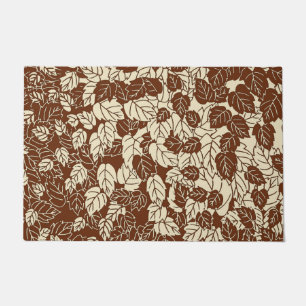 Japanese Leaf Print, Taupe Tan and Beige Doormat