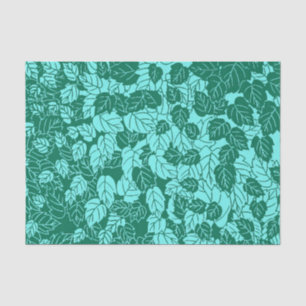 Japanese Leaf Print, Turquoise and Aqua Tissue Paper