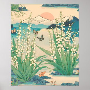 Japanese Lily of the Valley May Birth Month Flower Poster