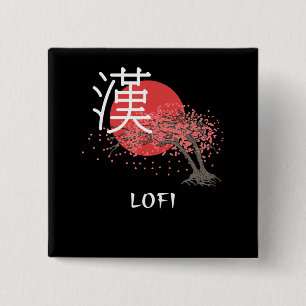 Japanese Lofi Hip Hop Kanji Cherry Blossom Lofi 15 Cm Square Badge