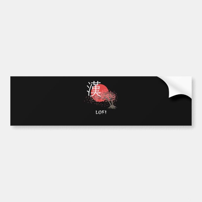 Japanese Lofi Hip Hop Kanji Cherry Blossom Lofi Bumper Sticker (Front)