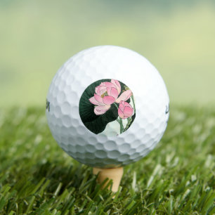 Japanese Lotus Flower - Vintage Fine Art Golf Ball
