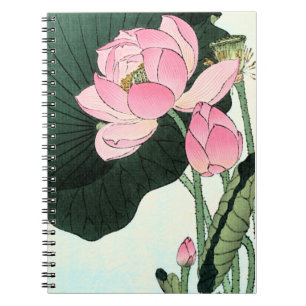 Japanese Lotus Flower - Vintage Fine Art Notebook