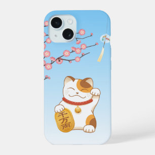 Japanese Lucky Cat, Calico Maneki Neko iPhone 15 Case