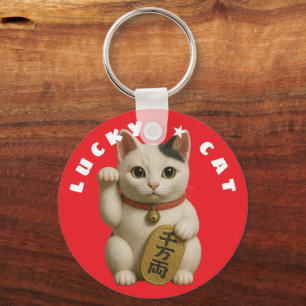Japanese Lucky Cat Charm Key Ring