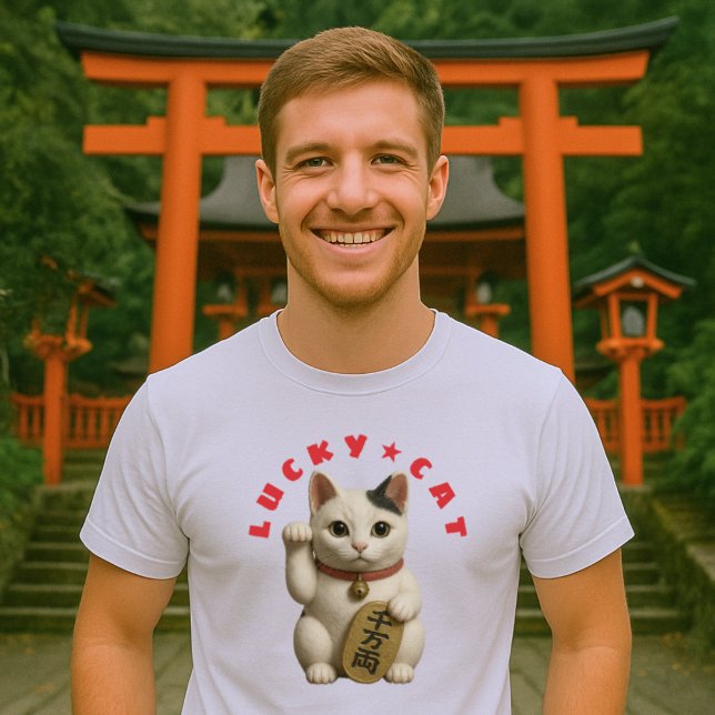 Japanese Lucky Cat Charm T-Shirt (Images are for illustrative purposes only. It is different from the actual product.)
