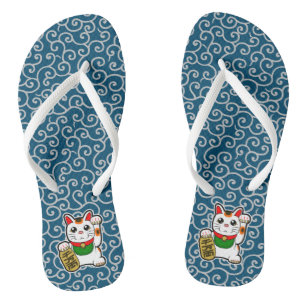 Japanese Lucky Cat- Maneki Neko Flip Flops