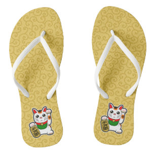 Japanese Lucky Cat- Maneki Neko Flip Flops
