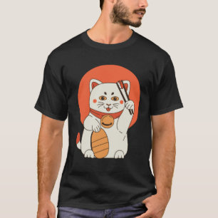 Japanese Lucky Cat Maneki Neko Japanese Fortune Ne T-Shirt