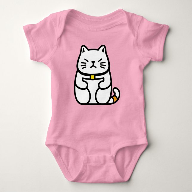 Japanese Lucky Cat or Maneki-Neko Baby Bodysuit (Front)