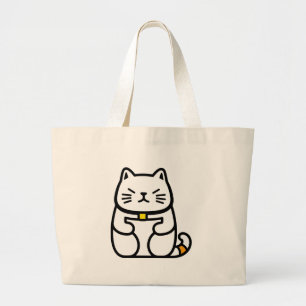 Japanese Lucky Cat or Maneki-Neko Large Tote Bag