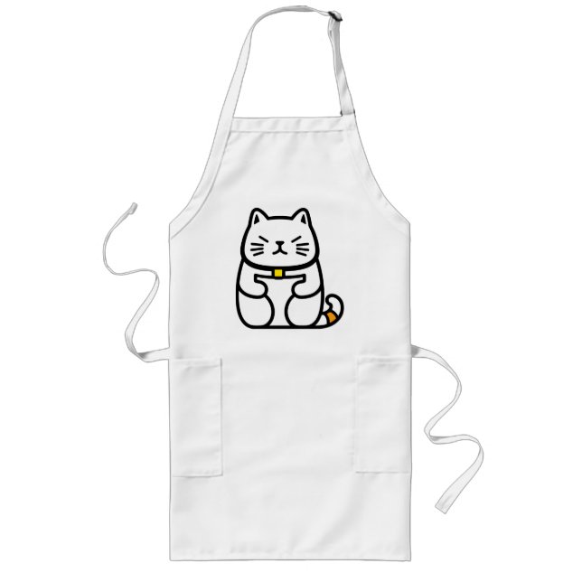 Japanese Lucky Cat or Maneki-Neko Long Apron (Front)