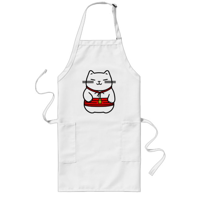 Japanese Lucky Cat or Maneki-Neko Long Apron (Front)