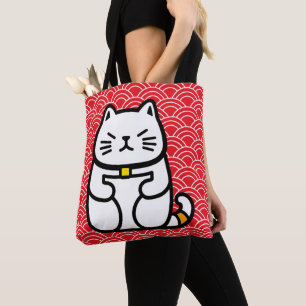 Japanese Lucky Cat or Maneki-Neko Tote Bag