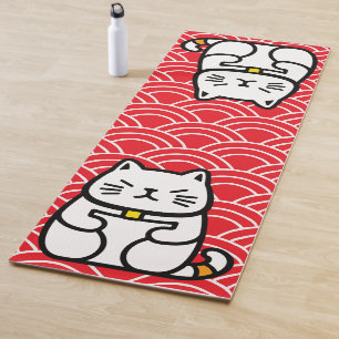 Japanese Lucky Cat or Maneki-Neko Yoga Mat