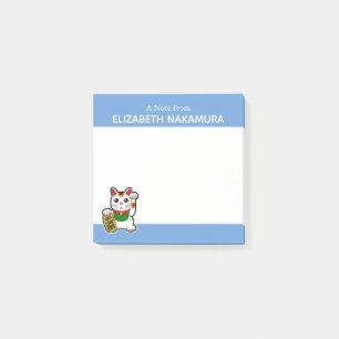 Japanese Lucky Cat Personalised Post-it Notes