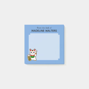 Japanese Lucky Cat Personalised Post-it Notes