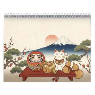 Japanese Lucky Charms Hanafuda Woodblock Art Calendar