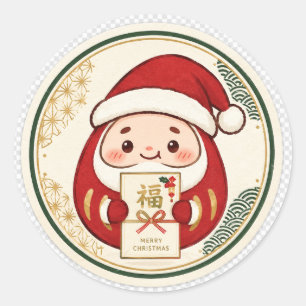 Japanese Lucky Daruma Santa Christmas Sticker – 福