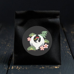 Japanese Lucky Symbols Celebration Cool Cute Black Classic Round Sticker