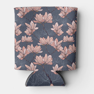 Japanese magnolia flowers, seamless, vintage style can cooler