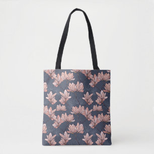 Japanese magnolia flowers, seamless, vintage style tote bag