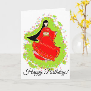 Japanese Maiko Birthday Card