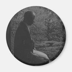 Japanese Man Kneeling in Quiet Contemplation Magnet