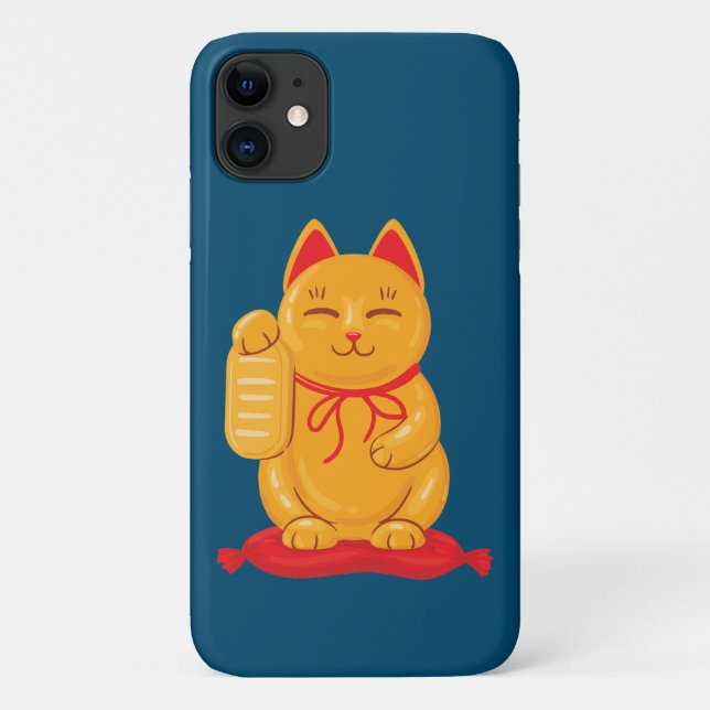 Japanese Maneki Neko Gold Cat, Symbol of Wealth Case-Mate iPhone Case (Back)