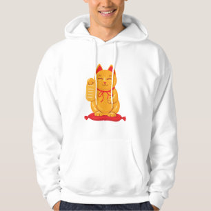 Japanese Maneki Neko Gold Cat, Symbol of Wealth Hoodie
