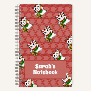 Japanese Maneki Neko Pattern Notebook