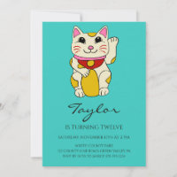 Japanese Maneki Neko Waving Cat Birthday