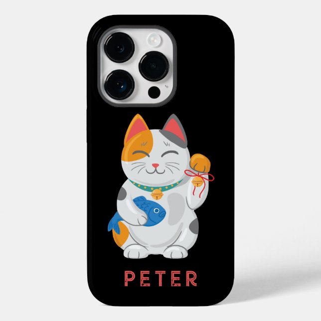 Japanese Maneki Neko White Cat, good luck symbol Case-Mate iPhone Case (Back)