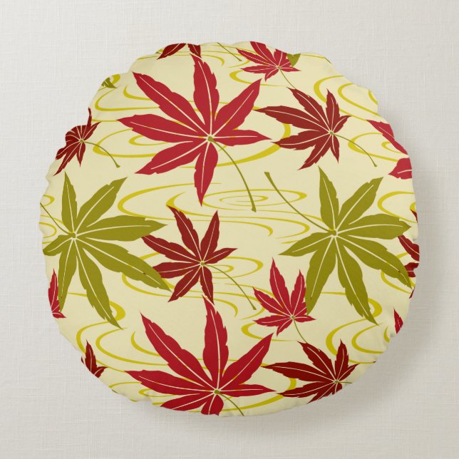 JAPANESE MAPLE (CREME) ROUND CUSHION (Front)
