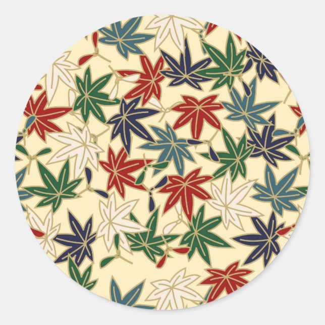 Japanese Maple Leaf Classic Round Sticker (Front)