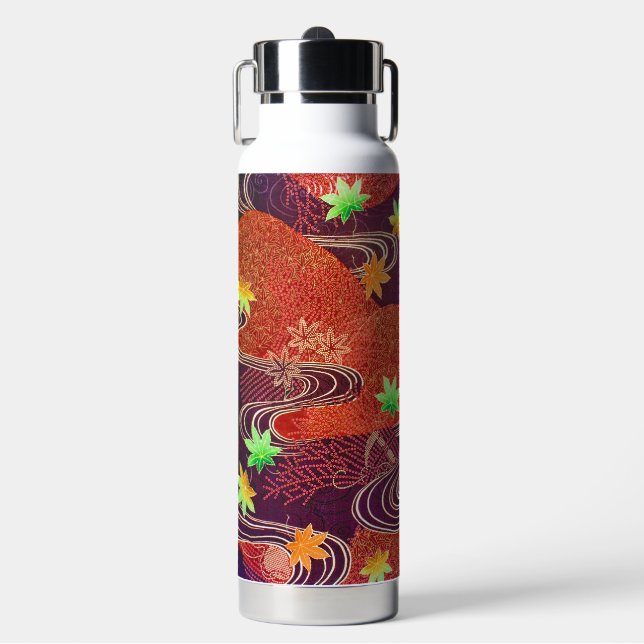 Japanese Maple Leaf Design Water Bottle (Front)