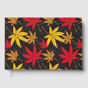 JAPANESE MAPLE LEAF IN BLACK GUEST BOOK