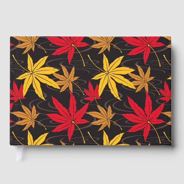 JAPANESE MAPLE LEAF IN BLACK GUEST BOOK (Front)