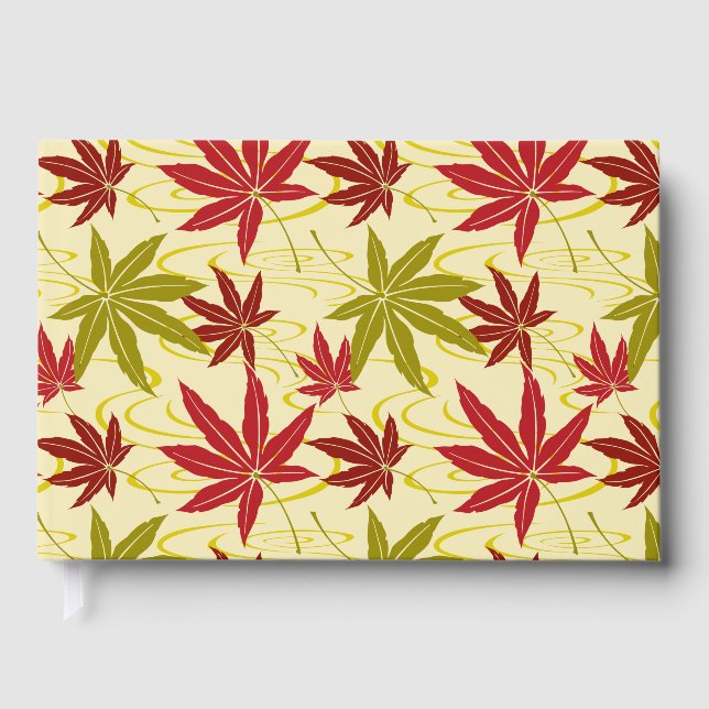 JAPANESE MAPLE LEAF IN CREME GUEST BOOK (Front)
