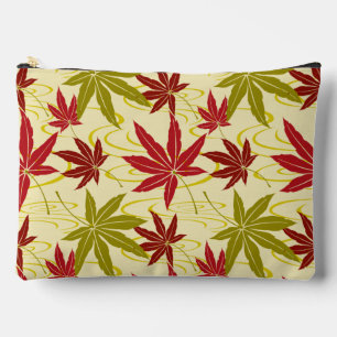 JAPANESE MAPLE LEAF PATTERN IN CREME ACCESSORY POUCH