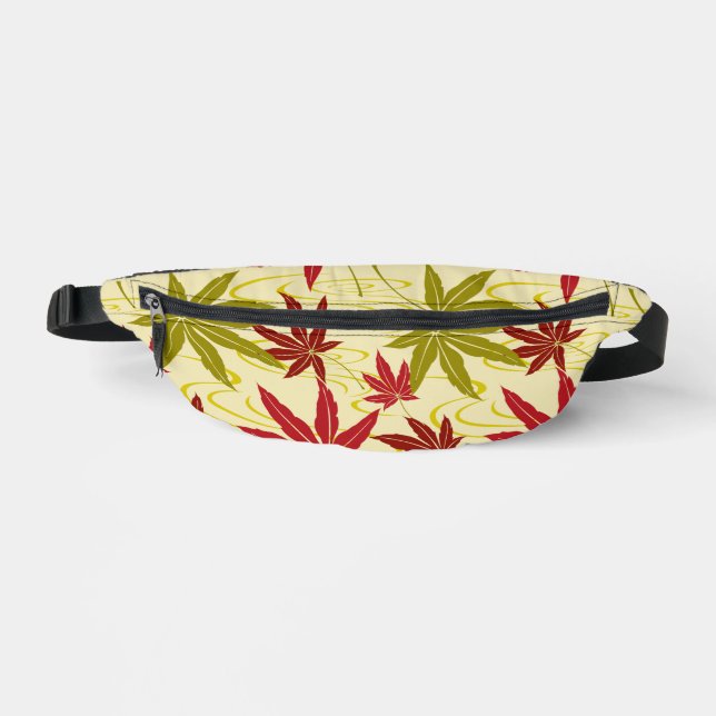 JAPANESE MAPLE LEAF PATTERN IN CREME BUM BAGS (Front)