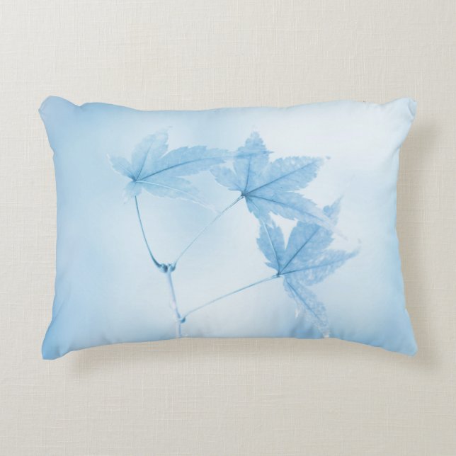 Japanese Maple Leaves in Blue Decorative Cushion (Front)