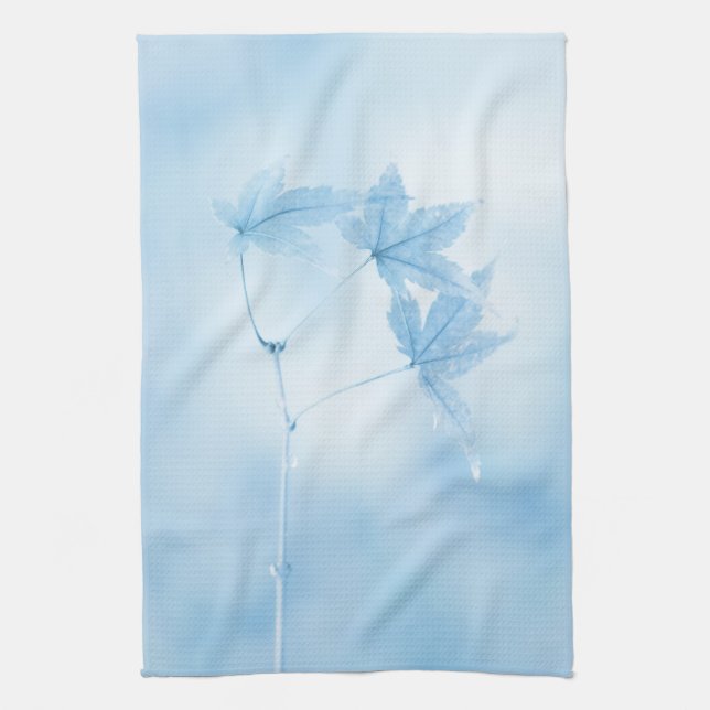 Japanese Maple Leaves in Blue Tea Towel (Vertical)