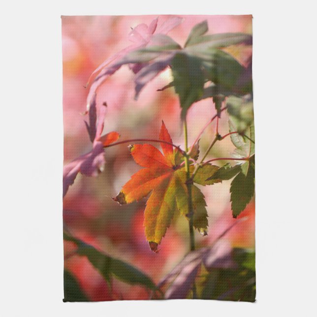Japanese Maple Leaves Tea Towel (Vertical)