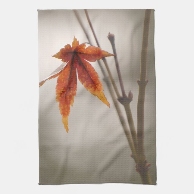 Japanese Maple Leaves Vintage Style Tea Towel (Vertical)