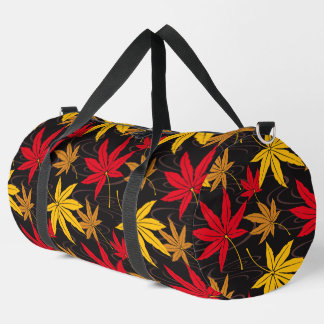 JAPANESE MAPLE PATTERN IN BLACK DUFFLE BAG
