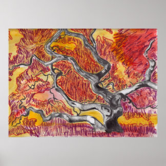 Japanese Maple Tree Drawing Poster