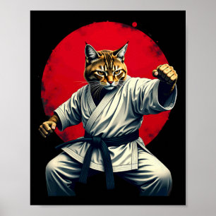 Japanese Martial Art Judo Karate Cat For Men Women Poster