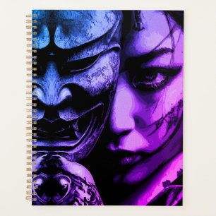 Japanese Masked Woman Dark Tattoo Realism Portrait Planner
