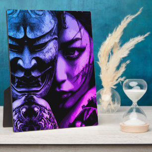 Japanese Masked Woman Dark Tattoo Realism Portrait Plaque